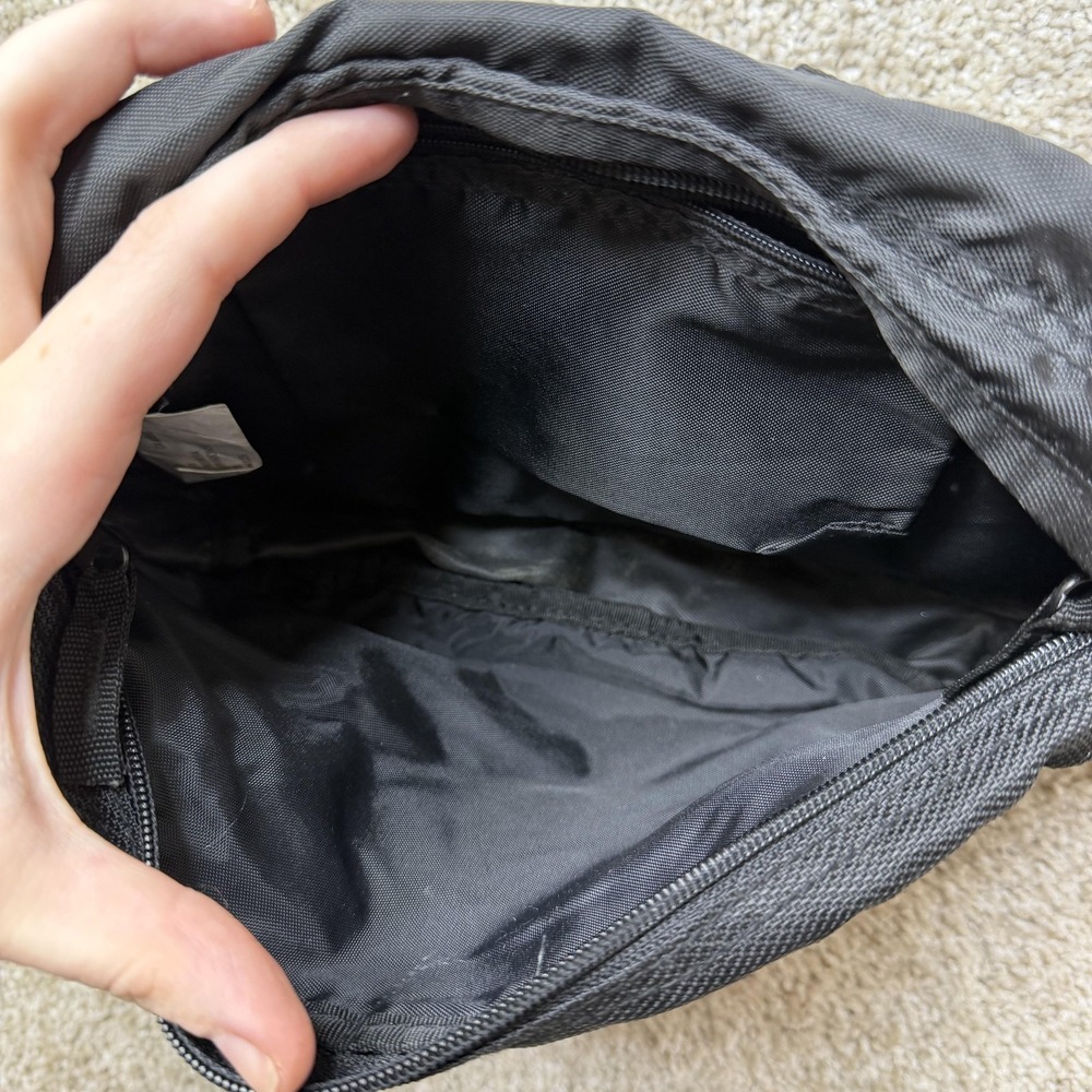 Eddie Bauer Belt Bag Mens Medium Black Nylon Fanny Pack Bottle Pocket Travel - Picture 3 of 7